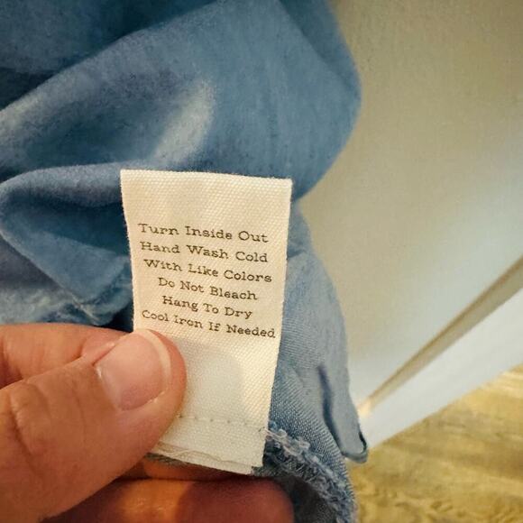 NWT Blu Pepper Day to Day Chambray Blue Ruffles Dress Size Medium - Picture 15 of 16